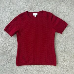 100% Cashmere Red Cable Knit Sweater